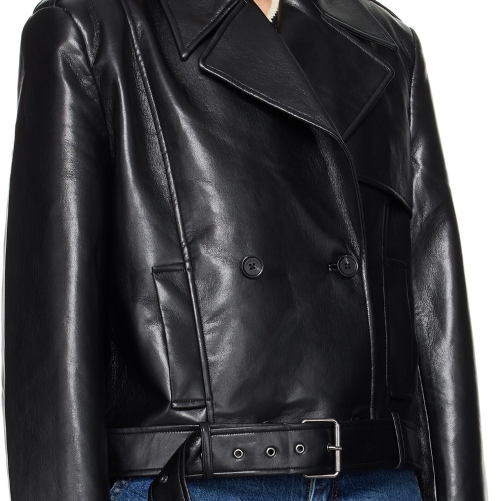 Anine Bing Black Leather Double-Breasted Jacket - Picture 5 of 7